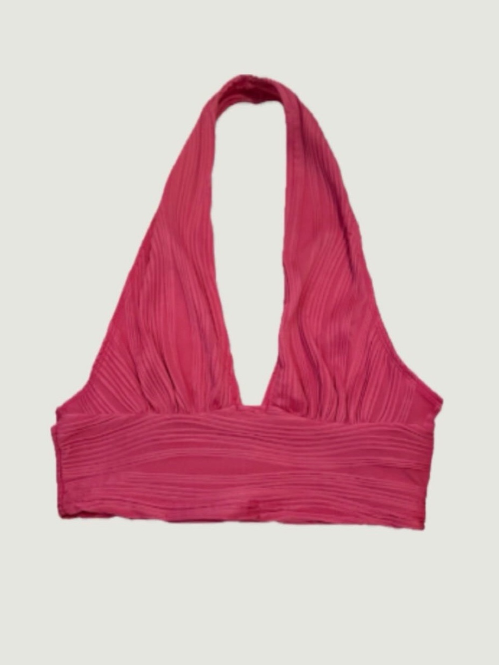 SHEIN Pink Halter Ribbed Crop Top